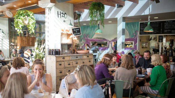 The buzzing interior of Hazelhurst Cafe during lunch service.