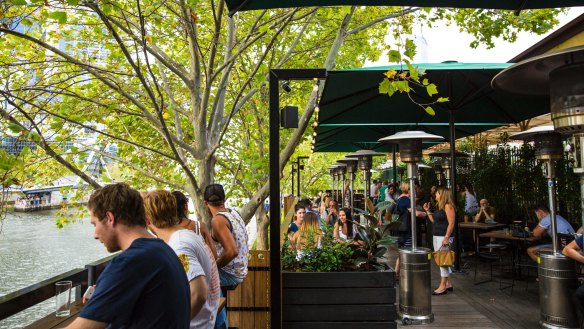Arbory Bar and Eatery runs parallel to Flinders Street Station.