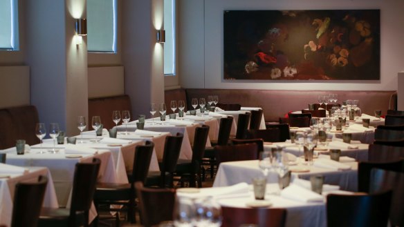 The Ezard basement dining room before its recent renovation. 