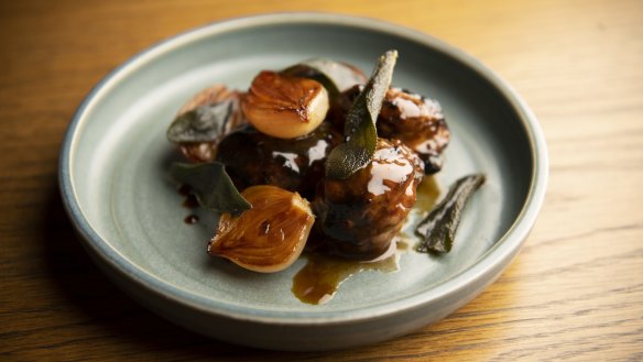 Grilled duck livers, pedro ximinez and sage.