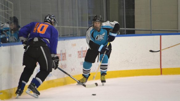 Michael Coulter, impersonating an ice-hockey player