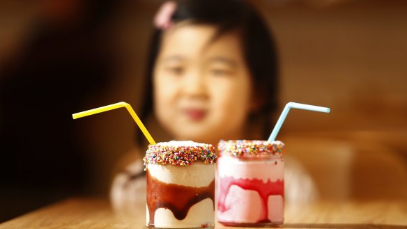 Shakes trimmed with hundreds and thousands are wildly popular with kids.