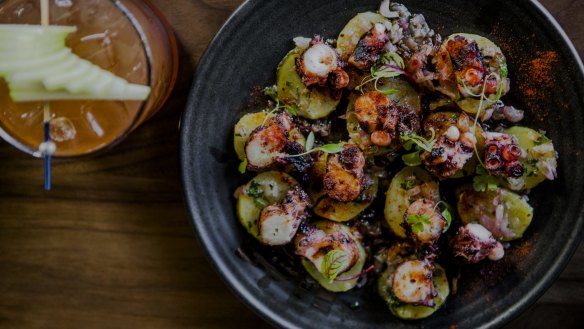 Char-grilled octopus, kipfler potatoes and sweet paprika.