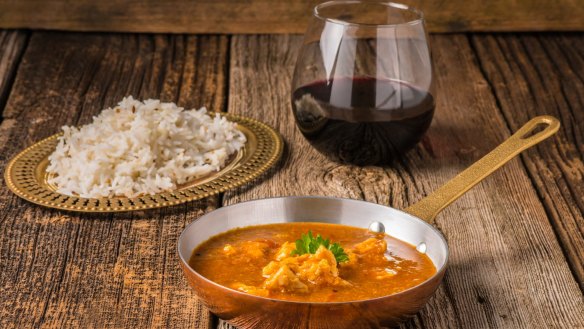 Shiraz goes surprisingly well with medium-hot Indian curries.