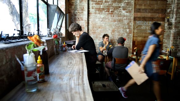 Warehouse chic: Middle Fish cafe in Carlton.