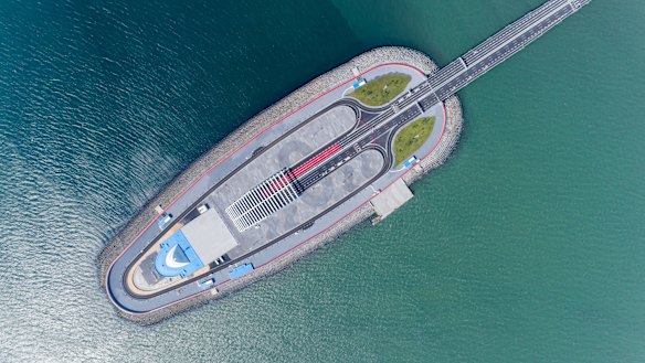 One of the crossing's four artificial islands.