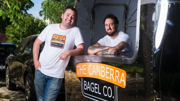 The van will pop-up around Canberra, selling bagels served as breakfast sandwiches.