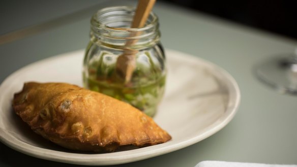 The alpaca and mozzarella empanada. 