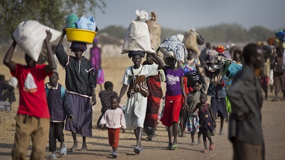 South Sudanese fleeing fighting between government and rebel forces in Bor, South Sudan, last year.