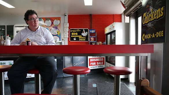 George Christensen at a chicken shop in his Queensland electorate.