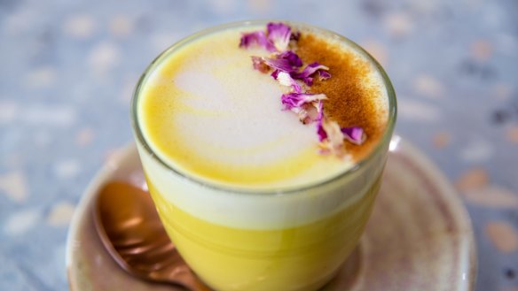 Turmeric latte from Khamsa Cafe.