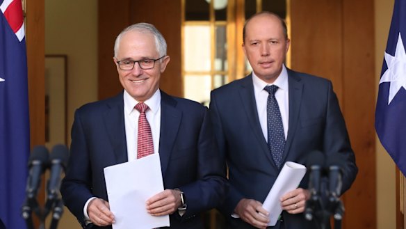 Prime Minister Malcolm Turnbull and Dutton announce the scrapping of 457 visas in April.