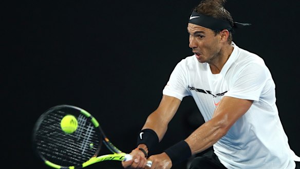Rafael Nadal during fourth round match.