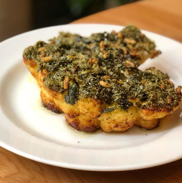 Roast cauliflower with white miso and furikake at Supernormal.