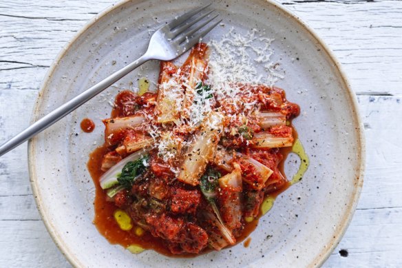 Step aside zucchini "zoodles", hello silverbeet "pasta" in sugo.