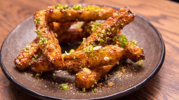 Lee Ho Fook's signature crispy eggplant with spiced red vinegar.