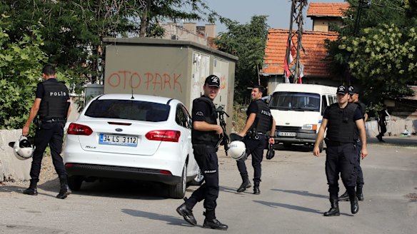 Turkish police raid the homes of IS suspects in Ankara on Monday.