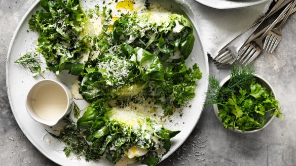 Neil Perry's cos lettuce with parmesan dressing.