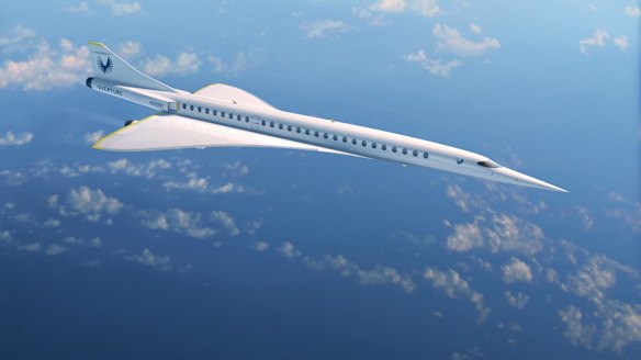 A rendering of the Boom Overture supersonic jet. 