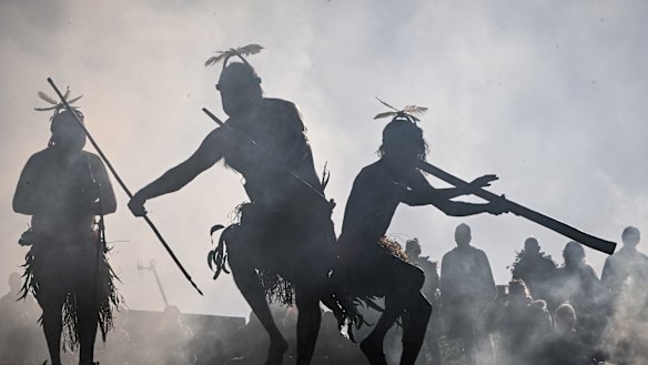 Dancers from the Koorie Youth Will Shake Spears, Djirri Djirri, Murrundaya Yepengna, Bandok Tati and the Yarrabah Dancers performed at the ceremony.