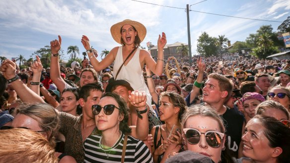 Crowds watch Gang of Youths at St Jerome's Laneway Festival in Sydney, 2017.