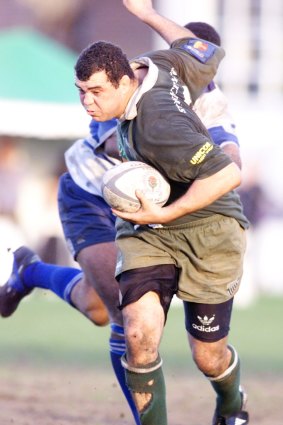 Galloping green: Michael Cheika in his final game for Randwick in 1999.