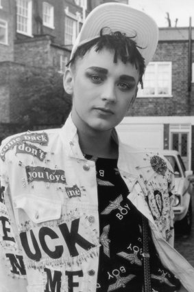 Boy George outside his home in St John's Wood, London, in June 1986.