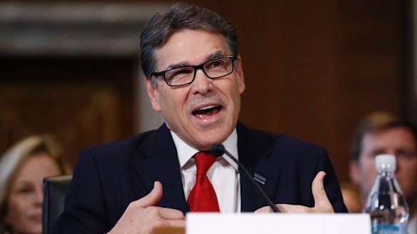Energy Secretary-designate, former Texas Gov. Rick Perry, testifies on Capitol Hill.