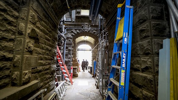 Work in progress, behind the scenes in the bluestone corridors of Parliament House.