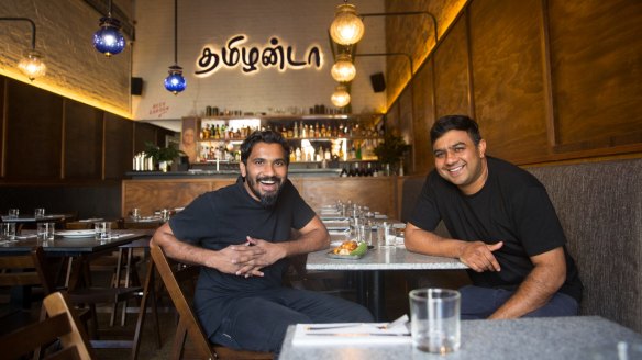 The Madras Brothers - Rishi and Magesh Venkatachalam - inside their restaurant.