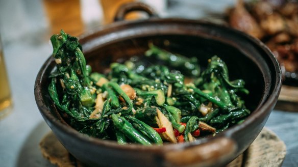 Gai lan with shrimp paste and dried shrimps from Tai Chung Wah.