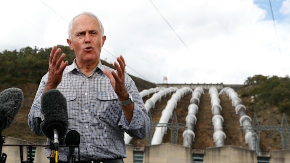 The Prime Minister addresses the media at the Snowy Hydro's Tumut 3 power station.