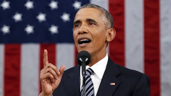 President Barack Obama delivers his State of the Union address before a joint session of Congress.