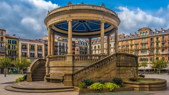Castle Square (Plaza del Castillo) Pamplona, the historical capital of Navarre, Spain. 