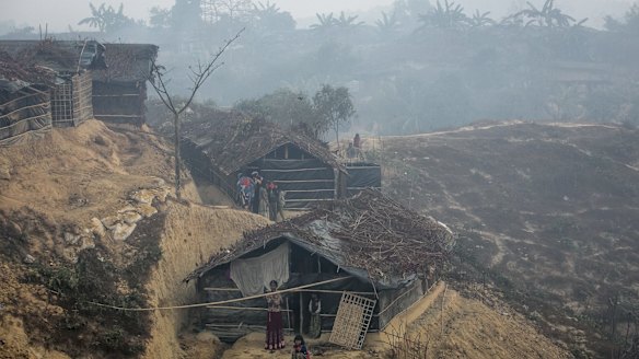 Mist hangs in the air above Kutapalong Rohingya refugee camp in Cox's Bazar, Bangladesh.