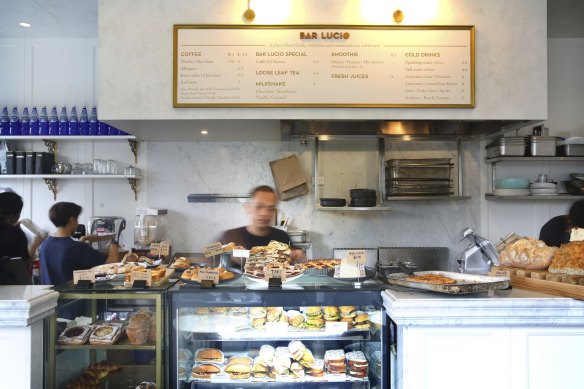 The cabinets at Lucio's Cafe in Kensington are filled with sandwiches, panino and pastries.