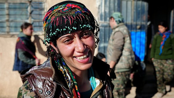 Nishtiman Nishtiman, a 26-year-old YPG fighter, takes a break from a three-day push to liberate eight villages in north-eastern Syria. 