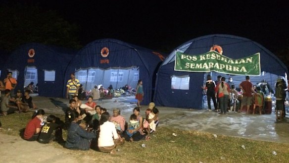 A temporary shelter for villagers who have evacuated.