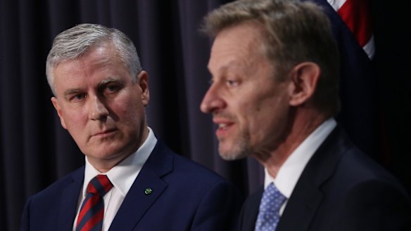 Assistant Treasurer Michael McCormack and the ABS chief statistician David Kalisch explain the census outage on Wednesday.