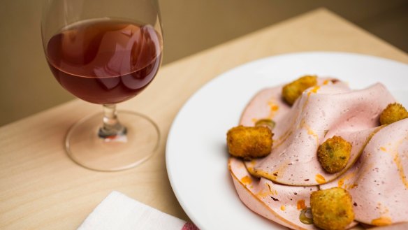 LP's mortadella and olive fritti (fried crumbed olives) served at the Dolphin Hotel in Sydney.