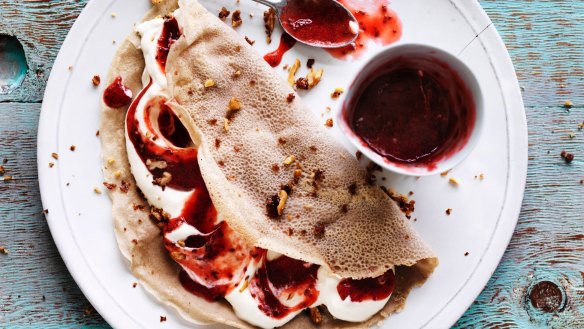 Rachel Khoo's Buckwheat galette filled with plum and chia seed jam.