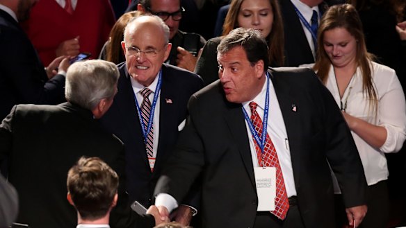 Centre, from left: Rudy Giuliani and Chris Christie are likely to named in Trump's cabinet. 
