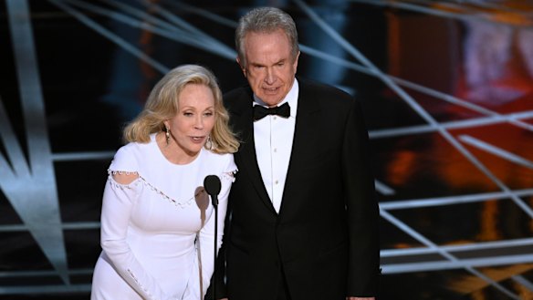 And the winner isn't: Faye Dunaway, left, and Warren Beatty present the award for best picture to the wrong film.