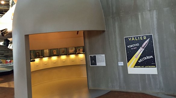 Entrance to the V2 rocket display at Deutsches Technikmuseum Berlin.
