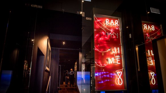 The neon sign outside Melbourne seafood restaurant Iki Jime.