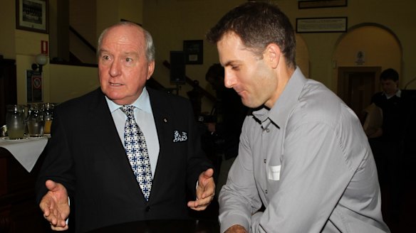 Simon Katich, here with Alan Jones, finally opens up – sort of – about his stoush with Michael Clarke.