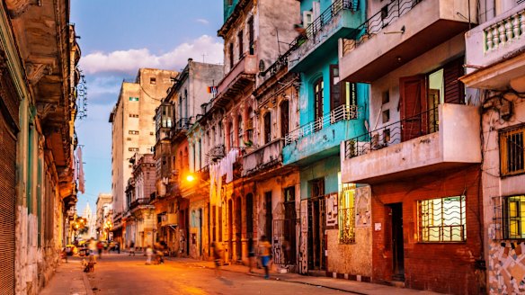 The streets of Havana at dusk.