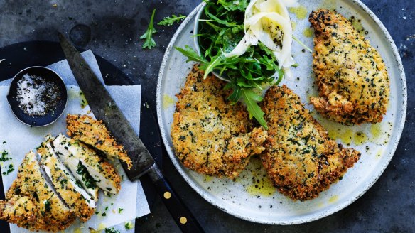 Chicken Kiev with garlic butter.