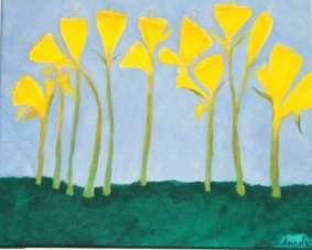 Sandra Parfitt's daffodil painting will feature at the Oz Art Exhibition, North Curl Curl.