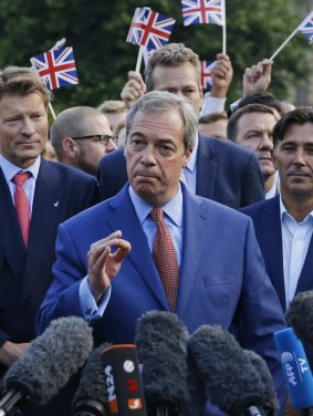 Nigel Farage speaking before the Brexit vote. 